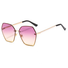 Fashionable Unique Frameless Women Luxury Brand Pearl Metal  Glasses Sunglasses